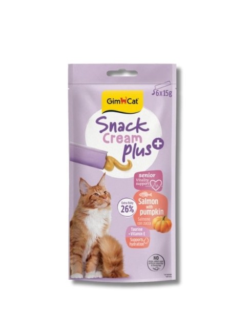 Gimcat - GimCat Snack Cream Plus Somonlu ve Bal Kabaklı Krema Yaşlı Kedi Ödülü 15 g (6’lı)
