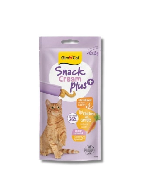Gimcat - GimCat Snack Cream Plus Tavuklu ve Havuçlu Krema Kısır Kedi Ödülü 15 g (6’lı)