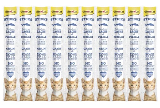 Gimcat - Gimcat Somon Ve Alabalıklı 10 Lu Kedi Sticks 50 Gr