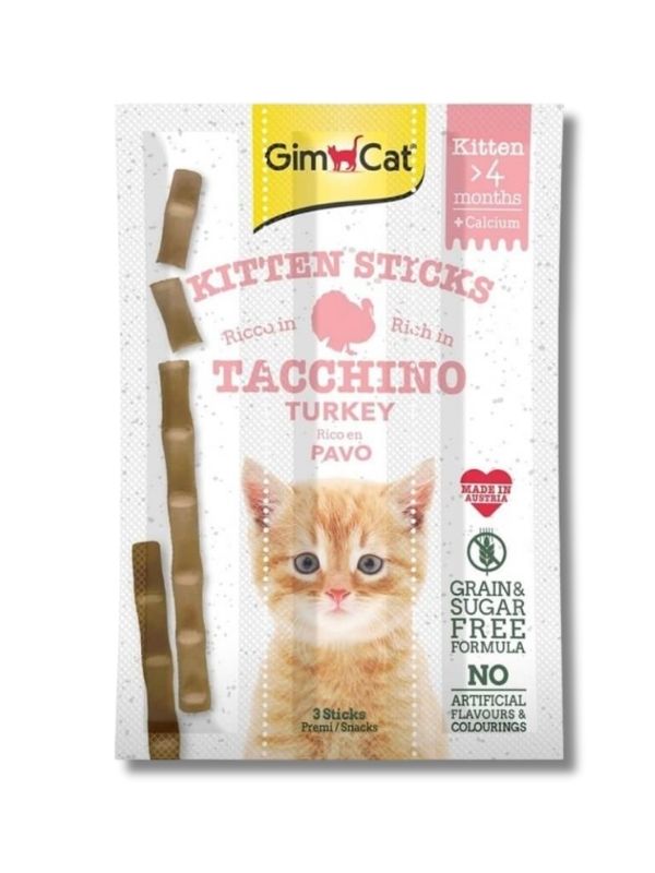 GimCat Sticks Kitten Hindili Yavru Kedi Ödül Çubukları 3×3 gr