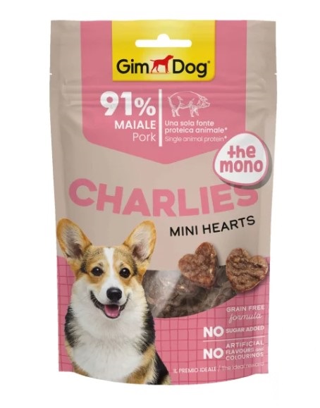 Gimdog - Gimdog Charlies Mini Hearts Domuz Etli Tahılsız Ve Şekersiz Köpek Ödül Maması 70gr