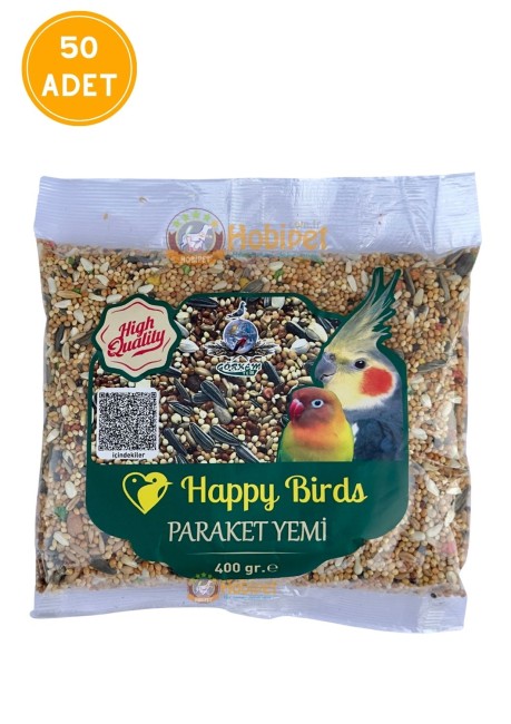 Happy Birds - Happy Birds Karışık Paraket Yemi 400 Gr X 50 Adet