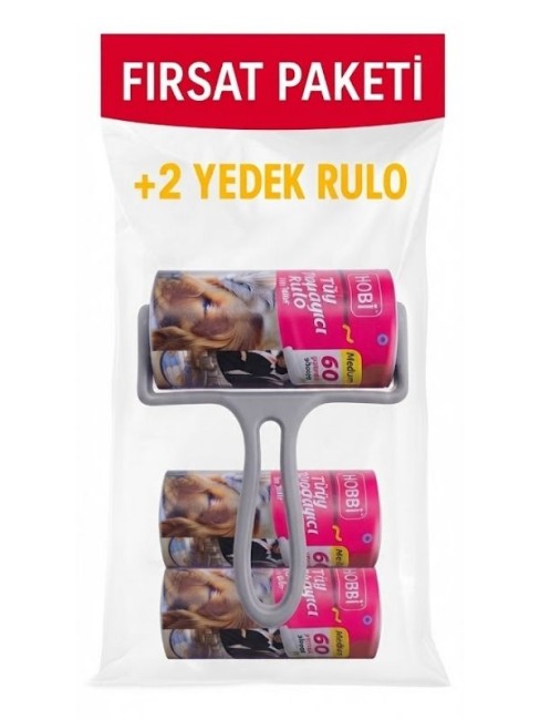 Hobi - Hobi Tüy Toplama Rulosu 10 cm (Medium Boy) – 60 Yaprak 2 Yedekli