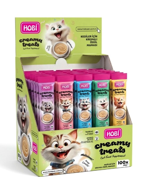 Hobi - Hobi 5 Çeşit Karışık Krema Kedi Ödül Maması 14 gr x 100 Adet