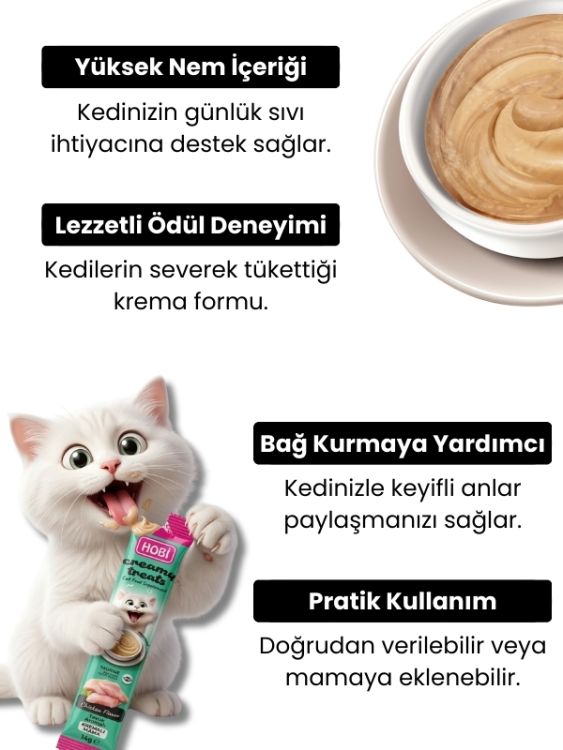 Hobi 5 Çeşit Karışık Krema Kedi Ödül Maması 14 gr x 100 Adet