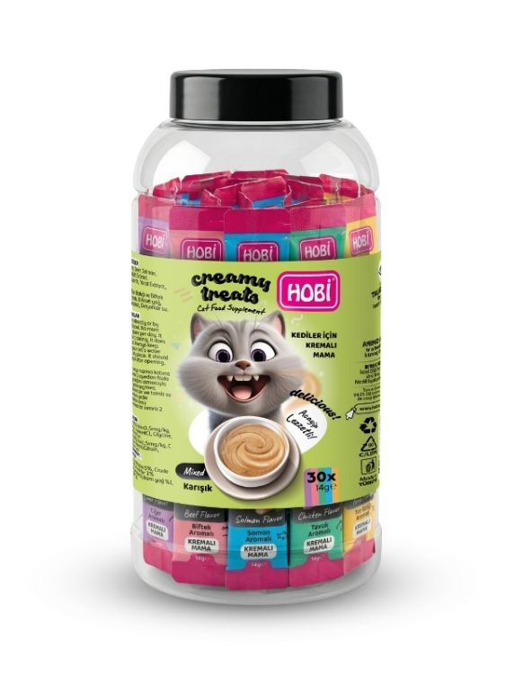 Hobi 5 Çeşit Karışık Krema Kedi Ödül Maması 14 gr x 30 Adet