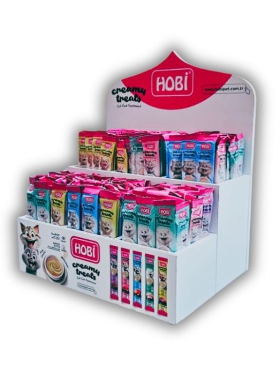 Hobi 5 Çeşit Karışık Krema Kedi Ödül Maması Ve Standı 14 gr x 270 Adet