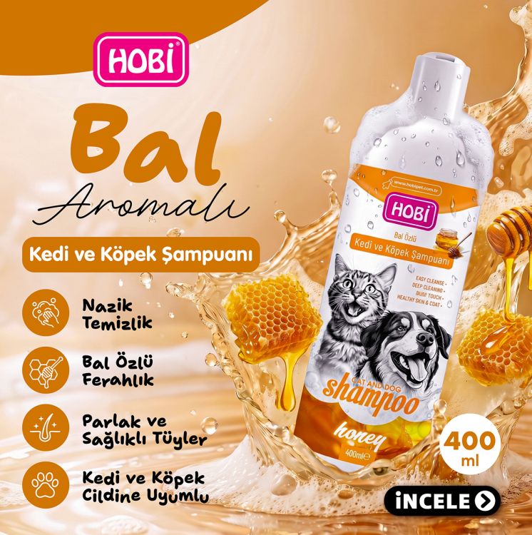 Hobi Bal Özlü Kedi ve Köpek Şampuanı 400ml