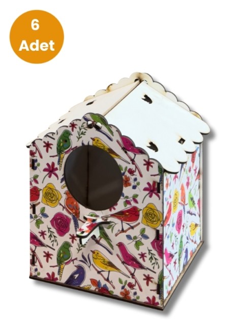 Hobi - Hobi Baskılı Çatılı Renkli Muhabbet Yuvalık X 6 Adet