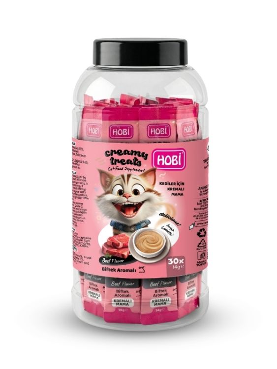 Hobi Biftek Aromalı Krema Kedi Ödül Maması 14 gr x 30 Adet
