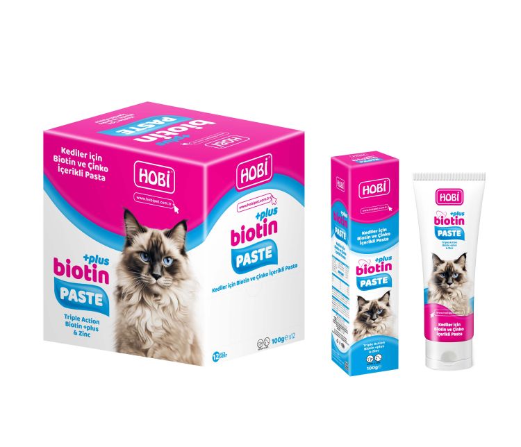 Hobi Biotin Paste Kediler İçin Biotin Ve Çinko Pastası 100gr X 12 Adet