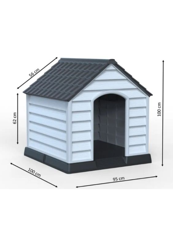 Hobi Büyük Boy Plastik Köpek Kulübesi Antrasit Renk 95x95x100cm