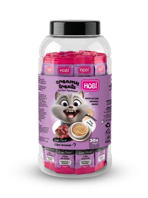 Hobi - Hobi Ciğer Aromalı Krema Kedi Ödül Maması 14 gr x 30 Adet
