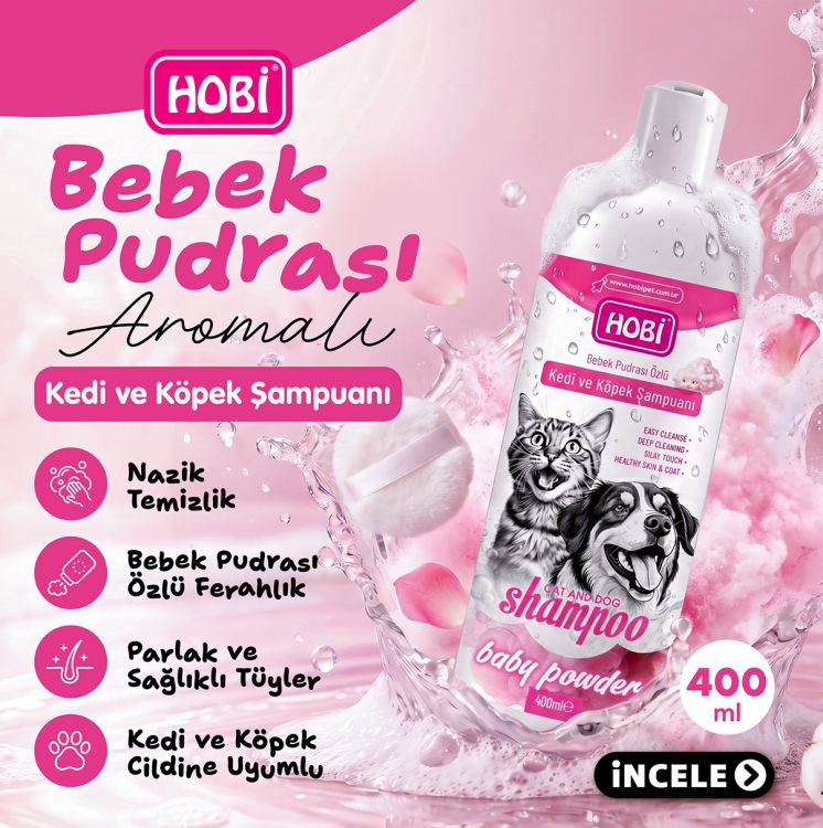 Hobi Bebek Pudrası Kokulu Kedi ve Köpek Şampuanı 400ml