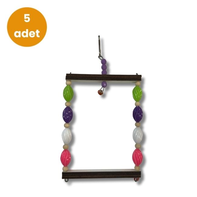 Hobi - Hobi EF-14 Boncuklu Kare Muhabbet Kuşu Salıncağı – 5 Adet