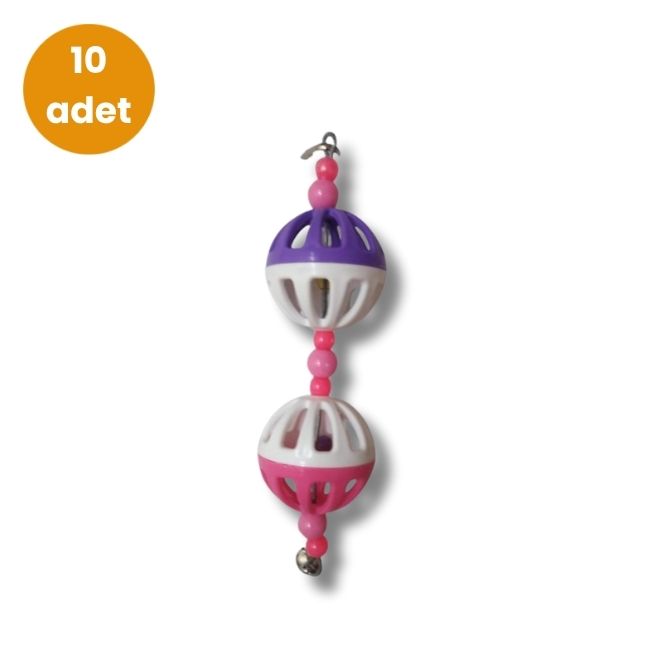 Hobi EF-43 Zilli İkili Top Kuş Oyuncağı – 10 Adet