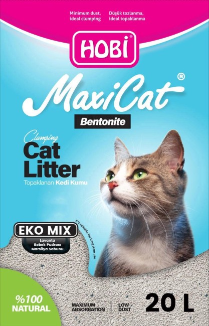 Hobi Maxicat Eko Mix Bentonit Kedi Kumu 20 Litre - Thumbnail