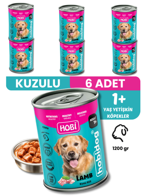 Hobi - Hobi Hobidog Kuzu Etli Köpek Konserve 1200 Gr X 6 Adet