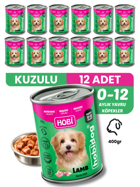 Hobi - Hobi Hobidog Kuzu Etli Yavru Köpek Konservesi 400 Gr X 12 Adet