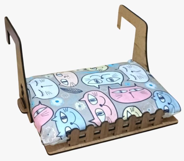 Hobi Kediler İçin Yataklı Ahşap Petek Askısı