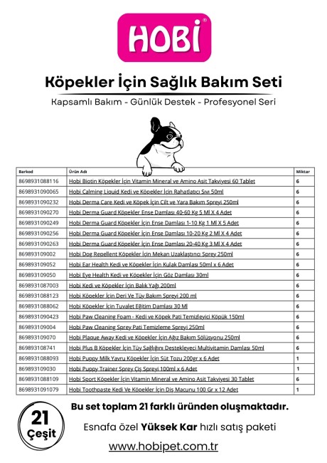 Hobi Köpek Sağlık ve Bakım Seti – 21 Çeşit Esnafa Özel Paket - Thumbnail