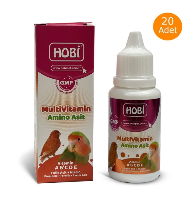 Hobi - Hobi Kuşlar İçin Multivitamin ve Aminoasit Takviyesi 30ml x 20 Adet