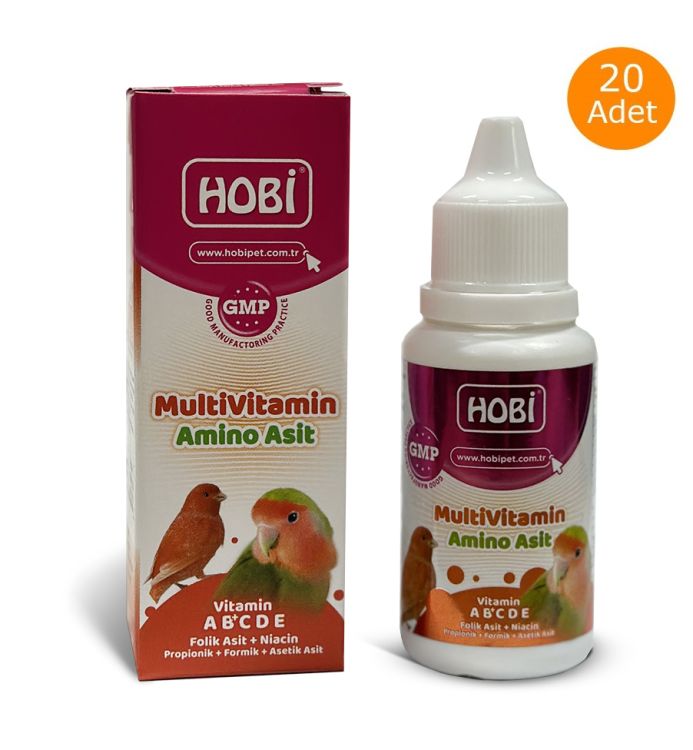 Hobi Kuşlar İçin Multivitamin ve Aminoasit Takviyesi 30ml x 20 Adet
