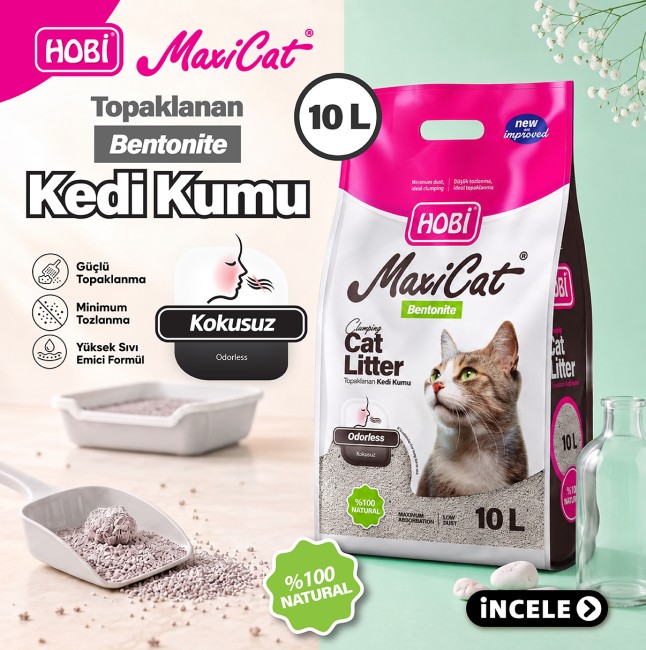 Hobi - Hobi Maxicat Kokusuz Bentonit Kedi Kumu 10 Litre