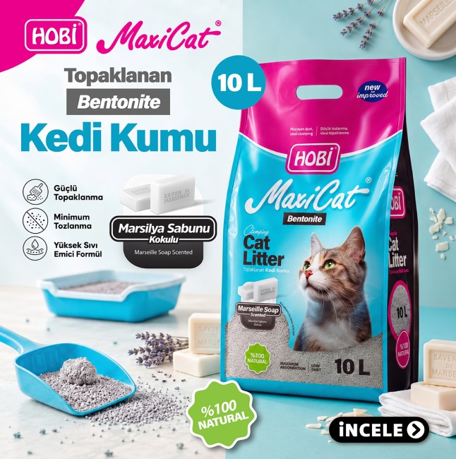 Hobi - Hobi Maxicat Marsilya Sabunlu Bentonit Kedi Kumu 10 Litre