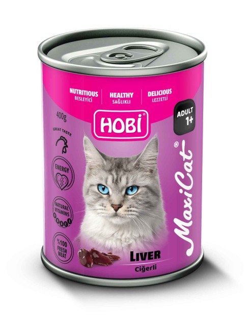 Hobi - Hobi Maxicat Ciğerli Kedi Konserve 400 Gr X 12 Adet