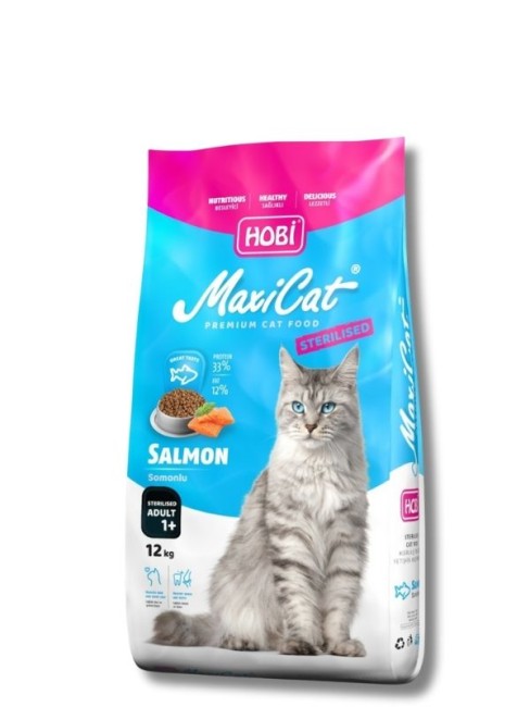 Hobi - Hobi Maxicat Kısırlaştırılmış Somonlu Kedi Maması 12 Kg