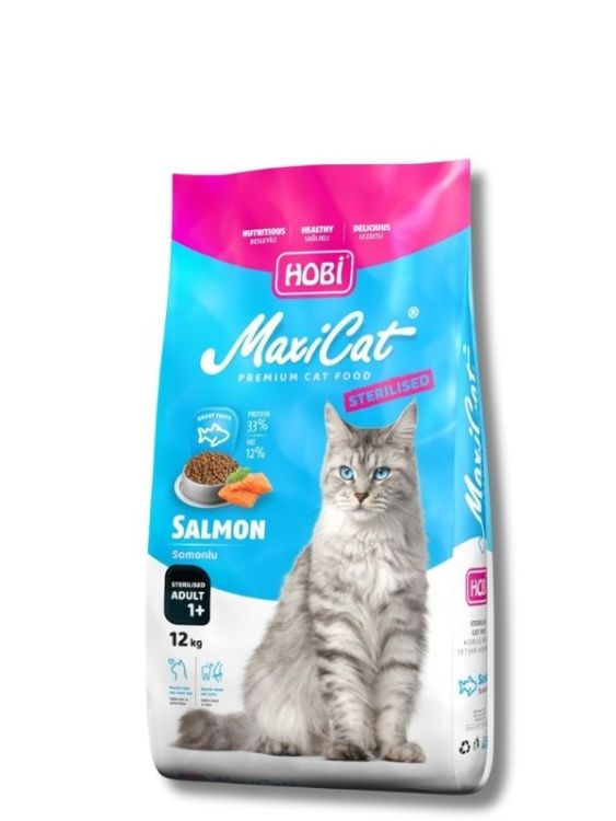 Hobi Maxicat Kısırlaştırılmış Somonlu Kedi Maması 12 Kg