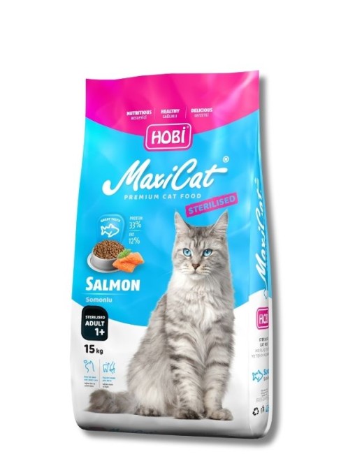 Hobi - Hobi Maxicat Kısırlaştırılmış Somonlu Kedi Maması 15 Kg