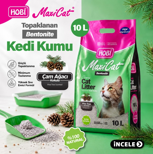 Hobi - Hobi Maxicat Çam Kokulu Bentonit Kedi Kumu 10 Litre