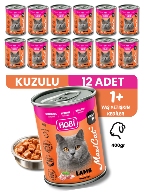 Hobi Maxicat Kuzu Etli Kedi Konserve 400 Gr X 12 Adet - Thumbnail
