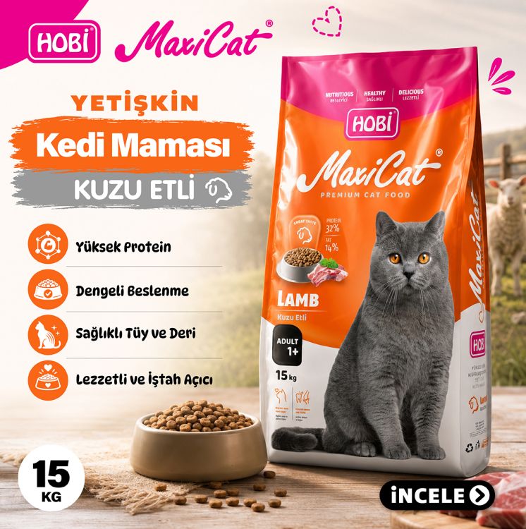 Hobi Maxicat Kuzu Etli Yetişkin Kedi Maması 15 kg