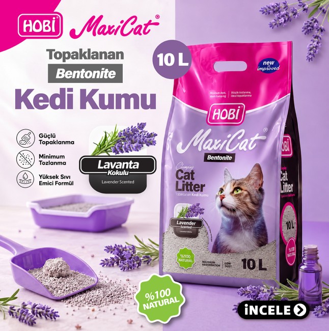 Hobi - Hobi Maxicat Lavanta Kokulu Bentonit Kedi Kumu 10 Litre