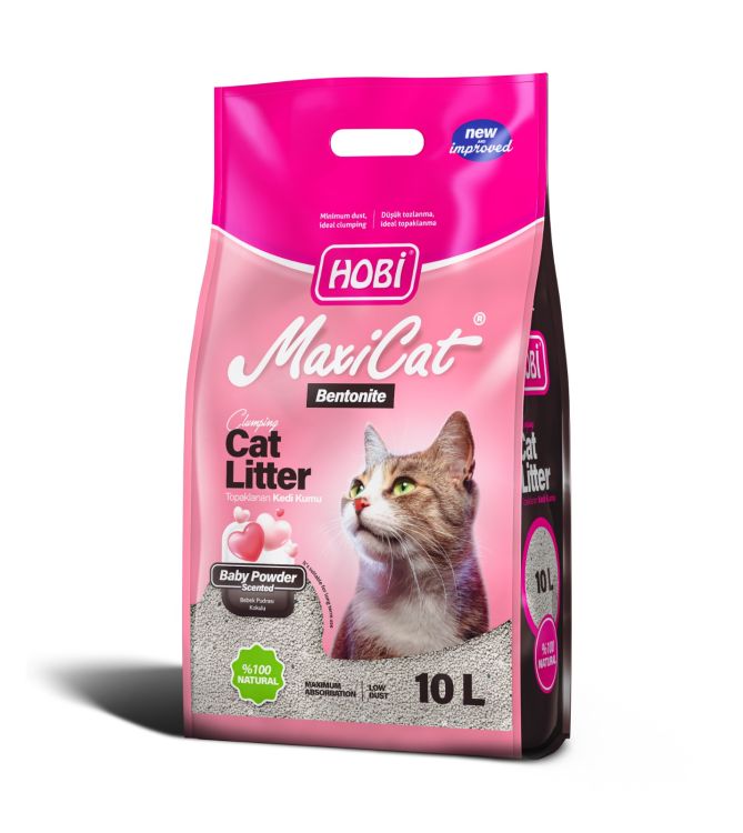 Hobi Maxicat Bebek Pudralı Bentonit Kedi Kumu 10 Litre