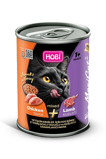 Hobi - Hobi Maxicat Mixed Tavuk ve Kuzu Etli Parça Etli Yetişkin Kedi Konservesi 400 Gr