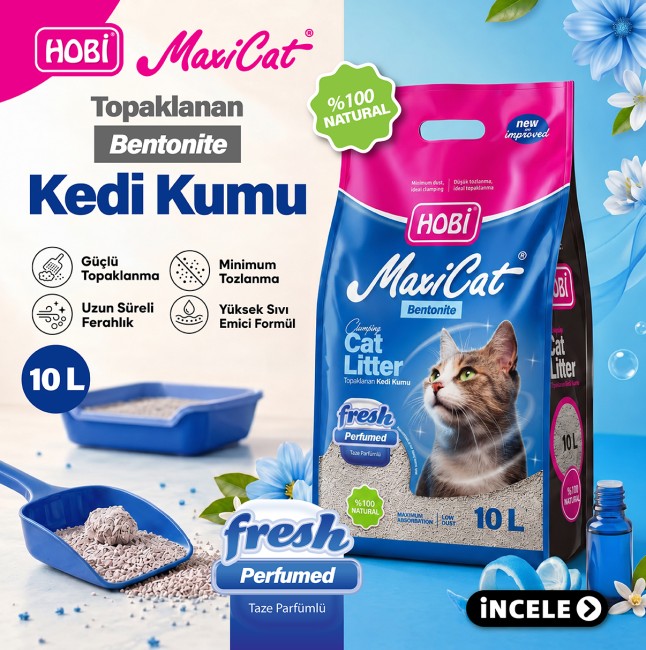 Hobi - Hobi Maxicat Fresh Parfümlü Bentonit Kedi Kumu 10 Litre