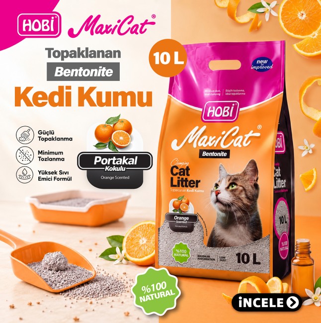 Hobi - Hobi Maxicat Portakal Kokulu Bentonit Kedi Kumu 10 Litre