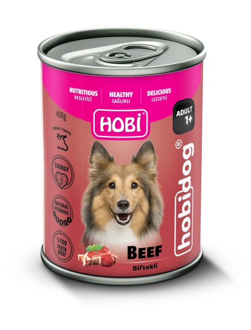 Hobi - Hobi Hobidog Biftekli Yetişkin Köpek Konservesi 400 Gr X 12 Adet
