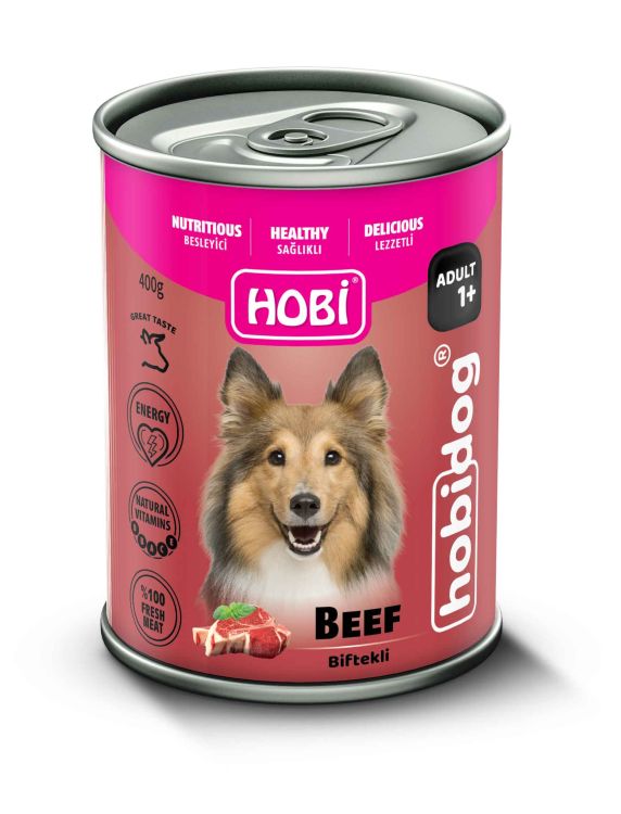 Hobi Hobidog Biftekli Yetişkin Köpek Konservesi 400 Gr X 12 Adet
