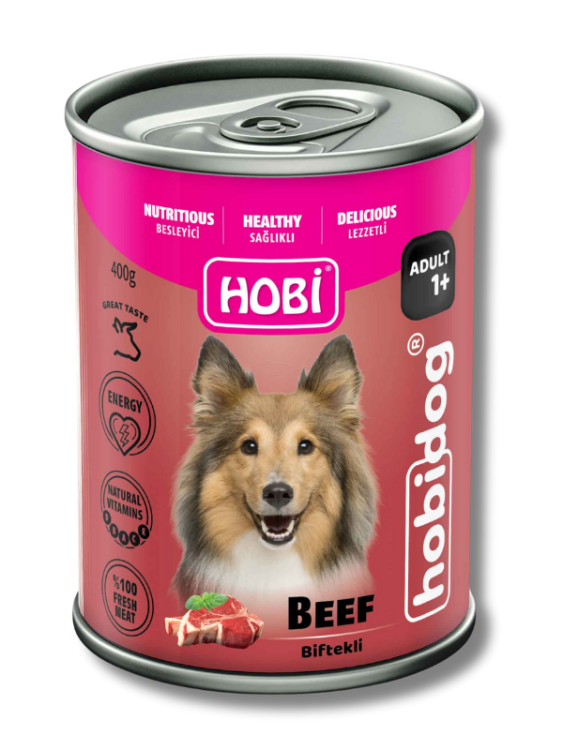Hobi Hobidog Biftekli Yetişkin Köpek Konservesi 400 Gr X 12 Adet