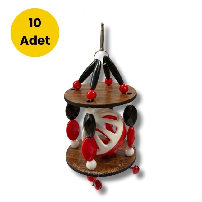 Hobi - Hobi Ahşap Katlı Boncuklu Zilli Kuş Oyuncağı EF40 – 10 Adet