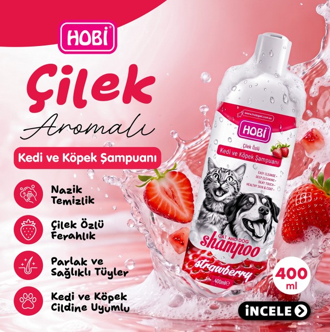 Hobi - Hobi Çilek Özlü Kedi ve Köpek Şampuanı 400ml