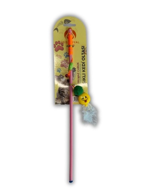 Hobi - Hobi Oyuncaklı Tüylü Zilli ve Işıklı Kedi Oltası 40 Cm