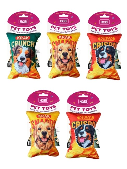Hobi - Hobi Pet Toys Cips Ambalajı Figürlü Sesli Oyuncak RD1059 21 Cm 5’li Paket
