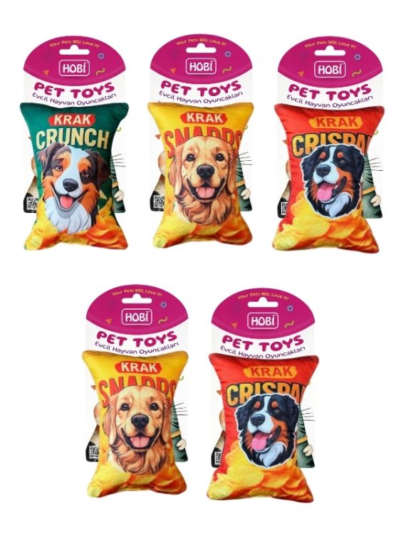 Hobi Pet Toys Cips Ambalajı Figürlü Sesli Oyuncak RD1059 21 Cm 5’li Paket