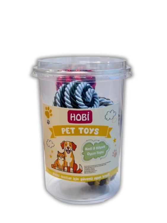 Hobi Pet Toys Kedi & Köpek İp Sarımlı Büyük Oyun Topu 5’li Paket